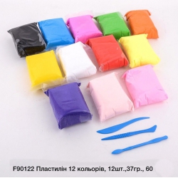 Пластилін 12 кольорів 37г F90122